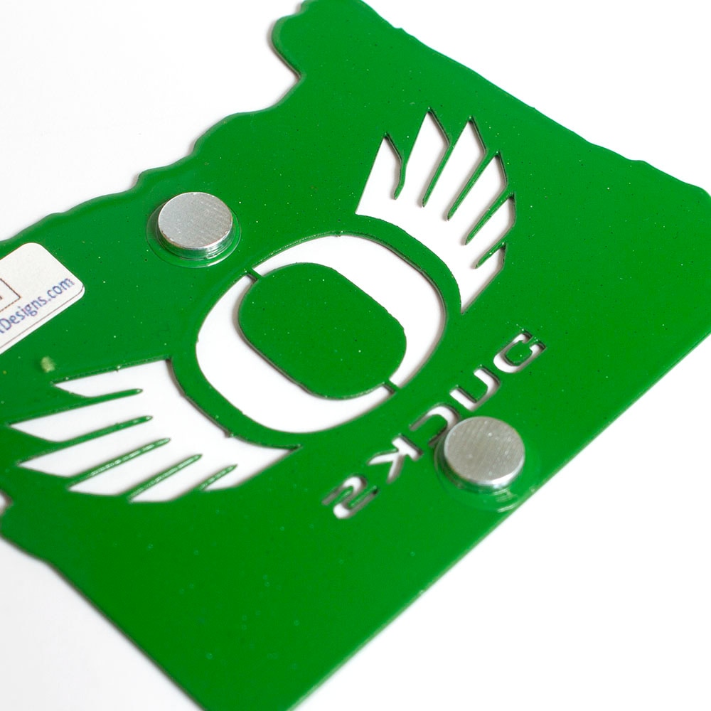 Classic Oregon O, O Wings, Metal, Powder Coated, Magnet, State of Oregon, Green